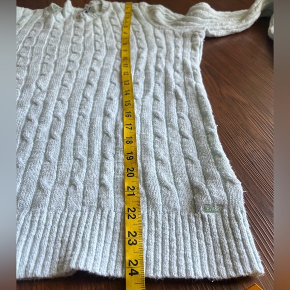 Vineyard Vines Light Mint Green Cable Knit Slub Sweater Size S 100% Cotton - Picture 5 of 7